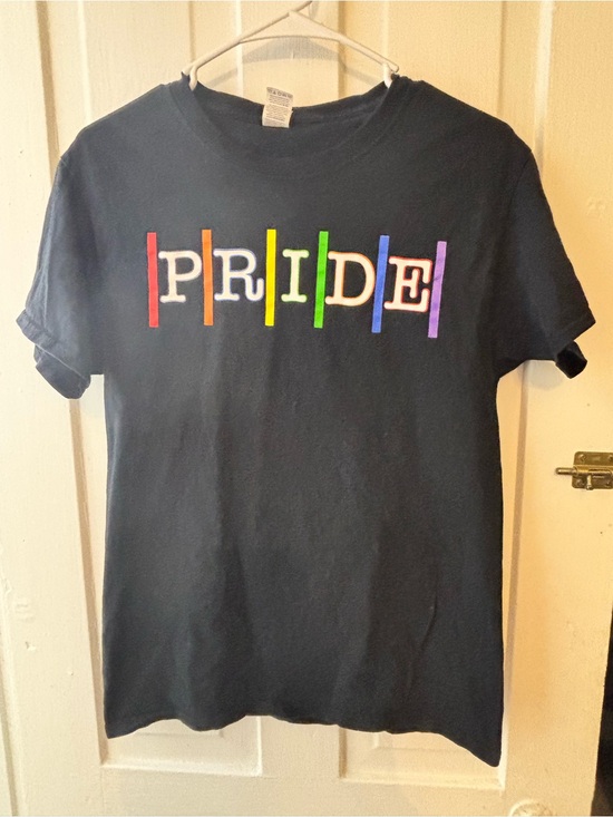 Fruit of the Loom Tops - Fruit of the Loom Black PRIDE Tee with Rainbow Letter Accents